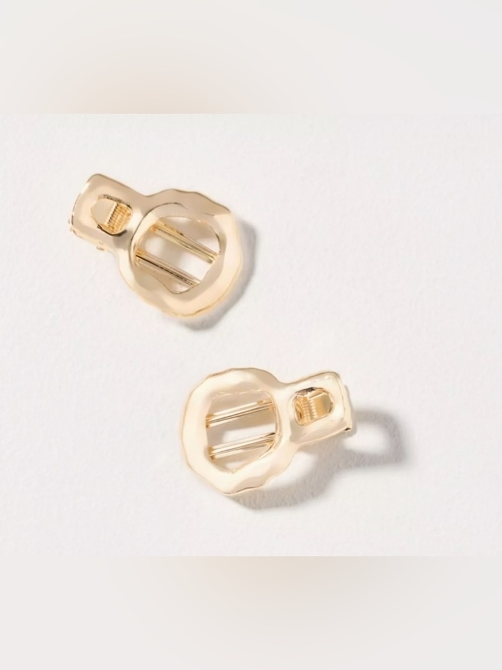Anthropologie Metal Circle Hair Clips Set of 2 | Gold Clips | NWT